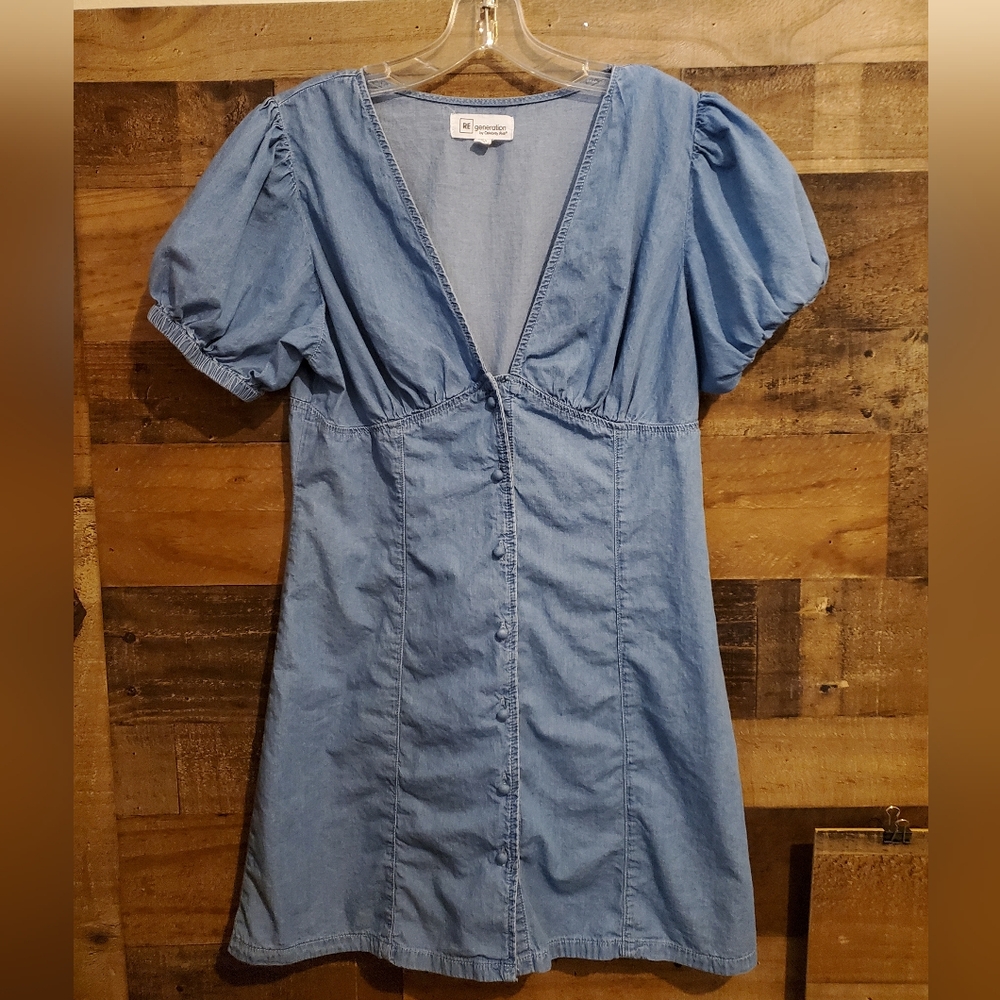 Celebrity Pink RE Generation Denim Babydoll Mini Dress Button Up Y2K Size L